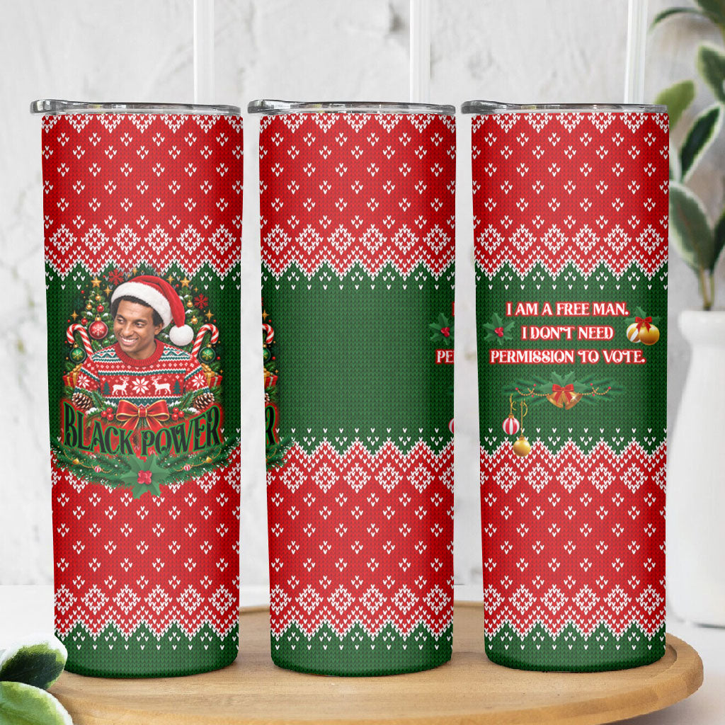 Stokely Carmichael Black Power Christmas Skinny Tumbler Retro Knit Pattern Civil Rights Voting Quote Art