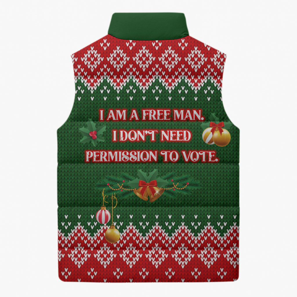 Stokely Carmichael Black Power Christmas Sleeveless Puffer Jacket Retro Knit Pattern Civil Rights Voting Quote Art