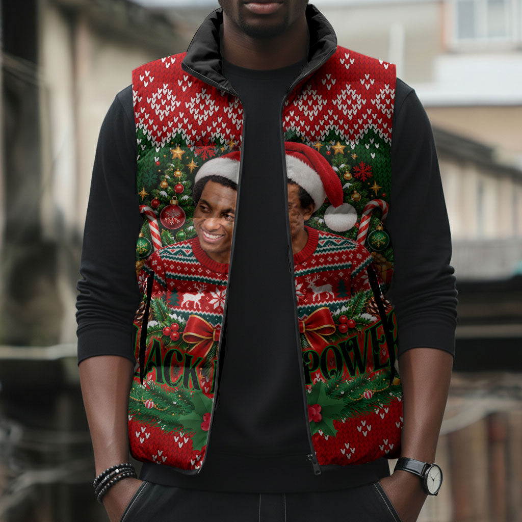 Stokely Carmichael Black Power Christmas Sleeveless Puffer Jacket Retro Knit Pattern Civil Rights Voting Quote Art