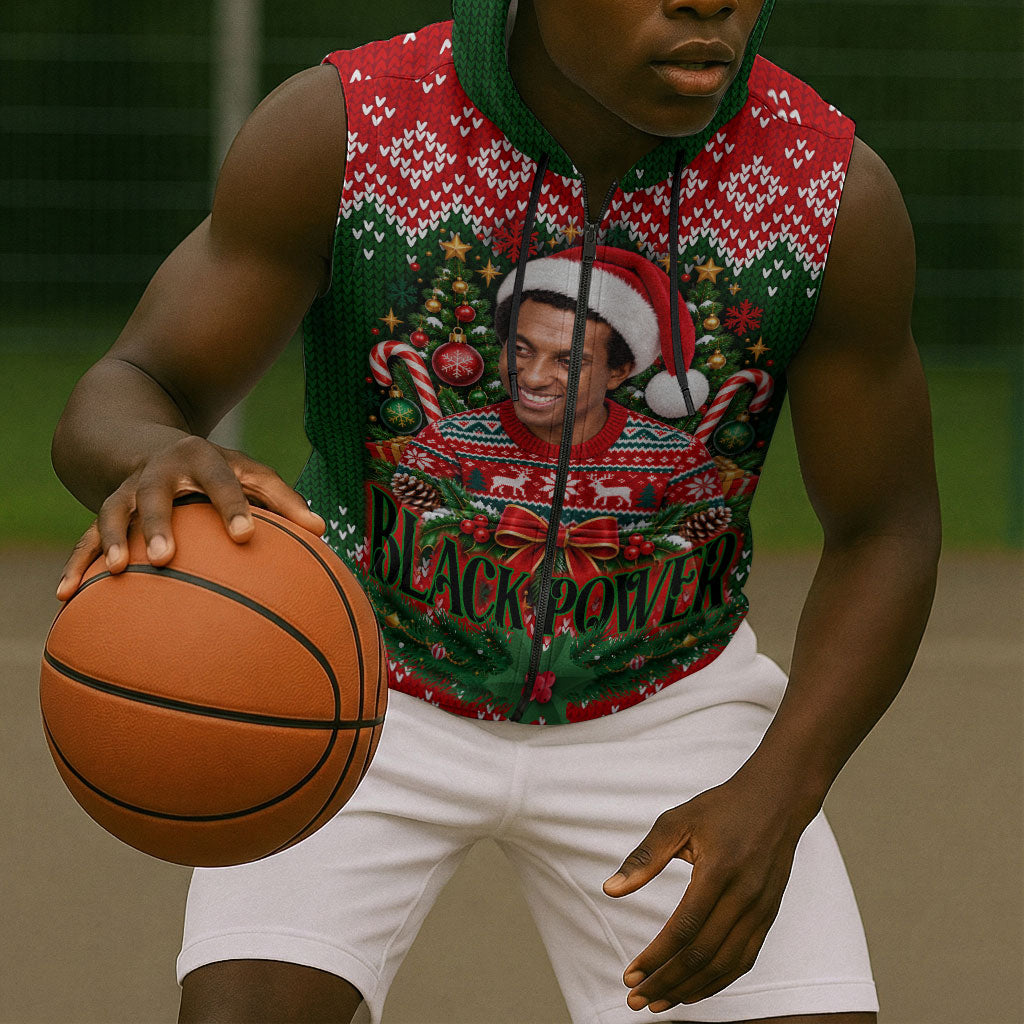 Stokely Carmichael Black Power Christmas Sleeveless Zip Hoodie Retro Knit Pattern Civil Rights Voting Quote Art