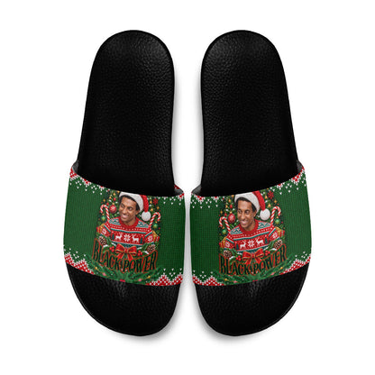 Stokely Carmichael Black Power Christmas Slide Sandals Retro Knit Pattern Civil Rights Voting Quote Art