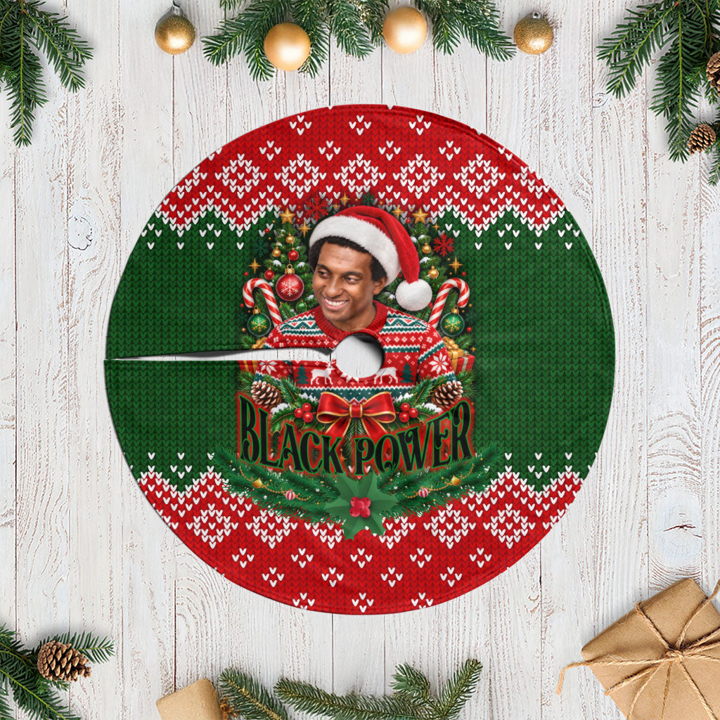Stokely Carmichael Black Power Christmas Tree Skirt Retro Knit Pattern Civil Rights Voting Quote Art