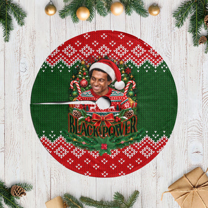 Stokely Carmichael Black Power Christmas Tree Skirt Retro Knit Pattern Civil Rights Voting Quote Art
