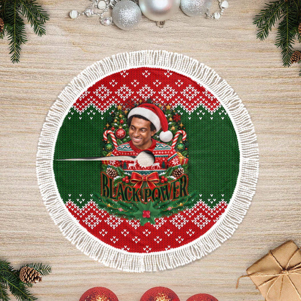 Stokely Carmichael Black Power Christmas Tree Skirt Retro Knit Pattern Civil Rights Voting Quote Art