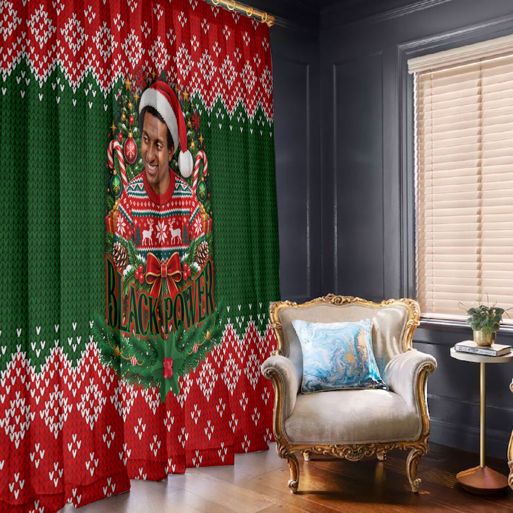 Stokely Carmichael Black Power Christmas Window Curtain Retro Knit Pattern Civil Rights Voting Quote Art