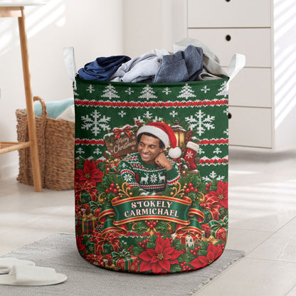 Stokely Carmichael Black Power Christmas Laundry Basket Retro Ugly Christmas Pattern Civil Rights Leader Pan African