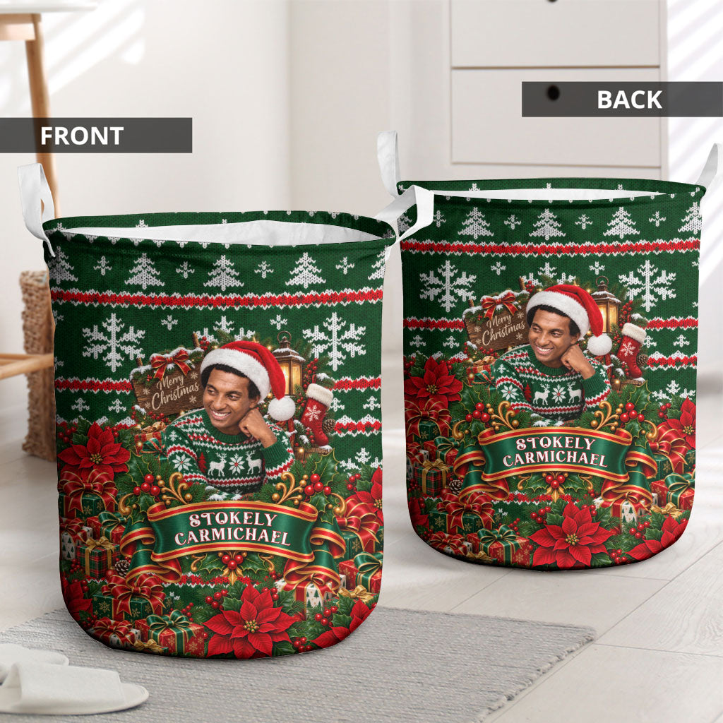 Stokely Carmichael Black Power Christmas Laundry Basket Retro Ugly Christmas Pattern Civil Rights Leader Pan African