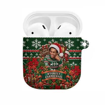 Stokely Carmichael Black Power Christmas AirPods Case Retro Ugly Christmas Pattern Civil Rights Leader Pan African
