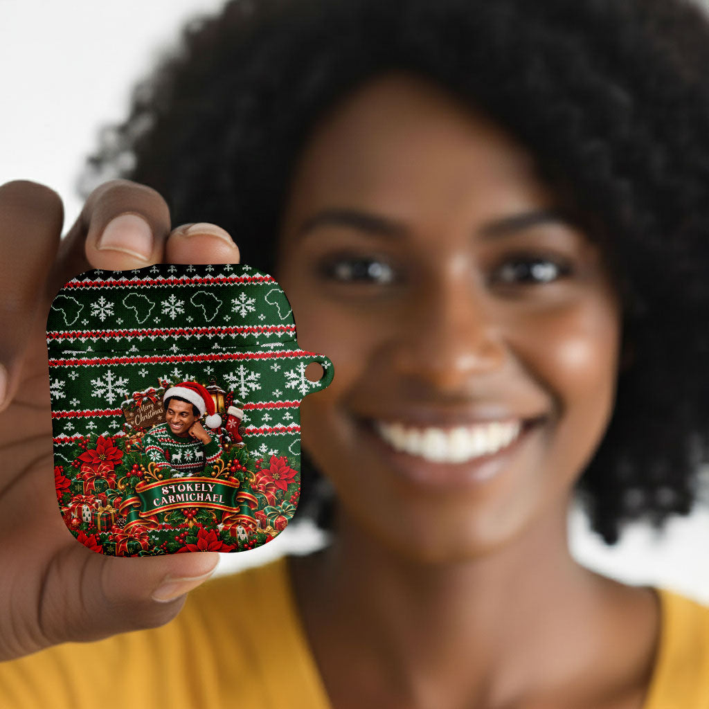 Stokely Carmichael Black Power Christmas AirPods Case Retro Ugly Christmas Pattern Civil Rights Leader Pan African