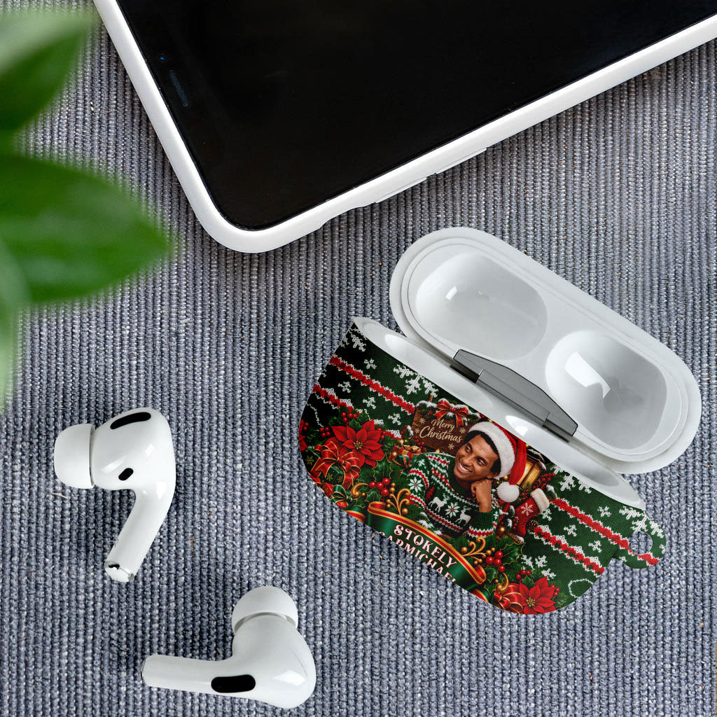 Stokely Carmichael Black Power Christmas AirPods Case Retro Ugly Christmas Pattern Civil Rights Leader Pan African