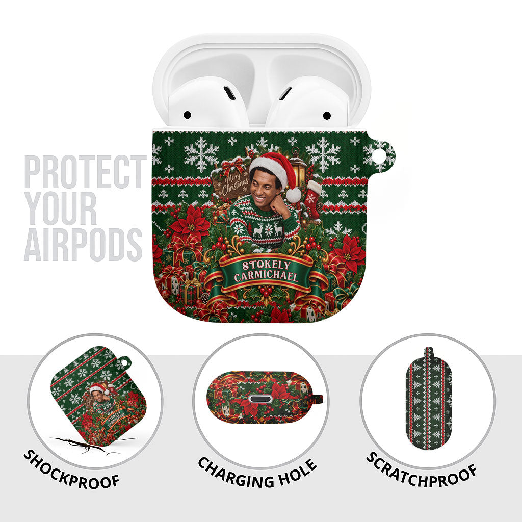Stokely Carmichael Black Power Christmas AirPods Case Retro Ugly Christmas Pattern Civil Rights Leader Pan African