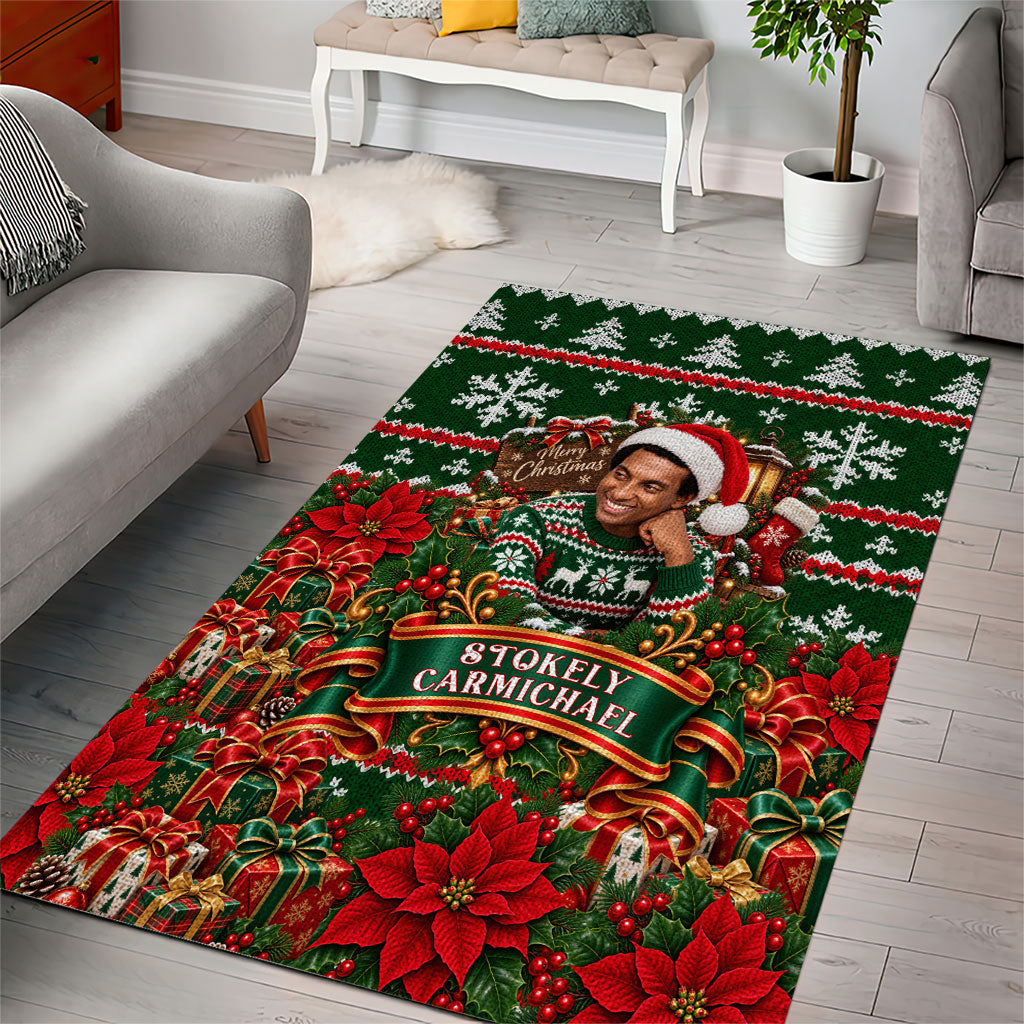 Stokely Carmichael Black Power Christmas Area Rug Retro Ugly Christmas Pattern Civil Rights Leader Pan African