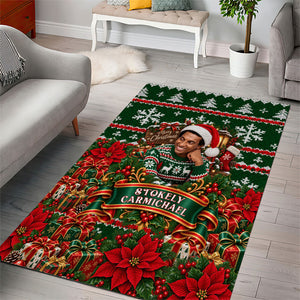 Stokely Carmichael Black Power Christmas Area Rug Retro Ugly Christmas Pattern Civil Rights Leader Pan African