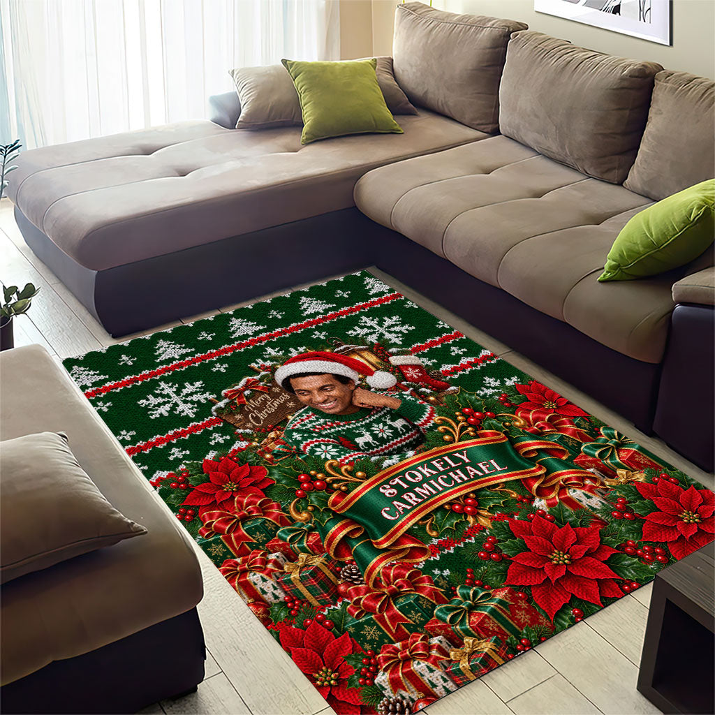 Stokely Carmichael Black Power Christmas Area Rug Retro Ugly Christmas Pattern Civil Rights Leader Pan African