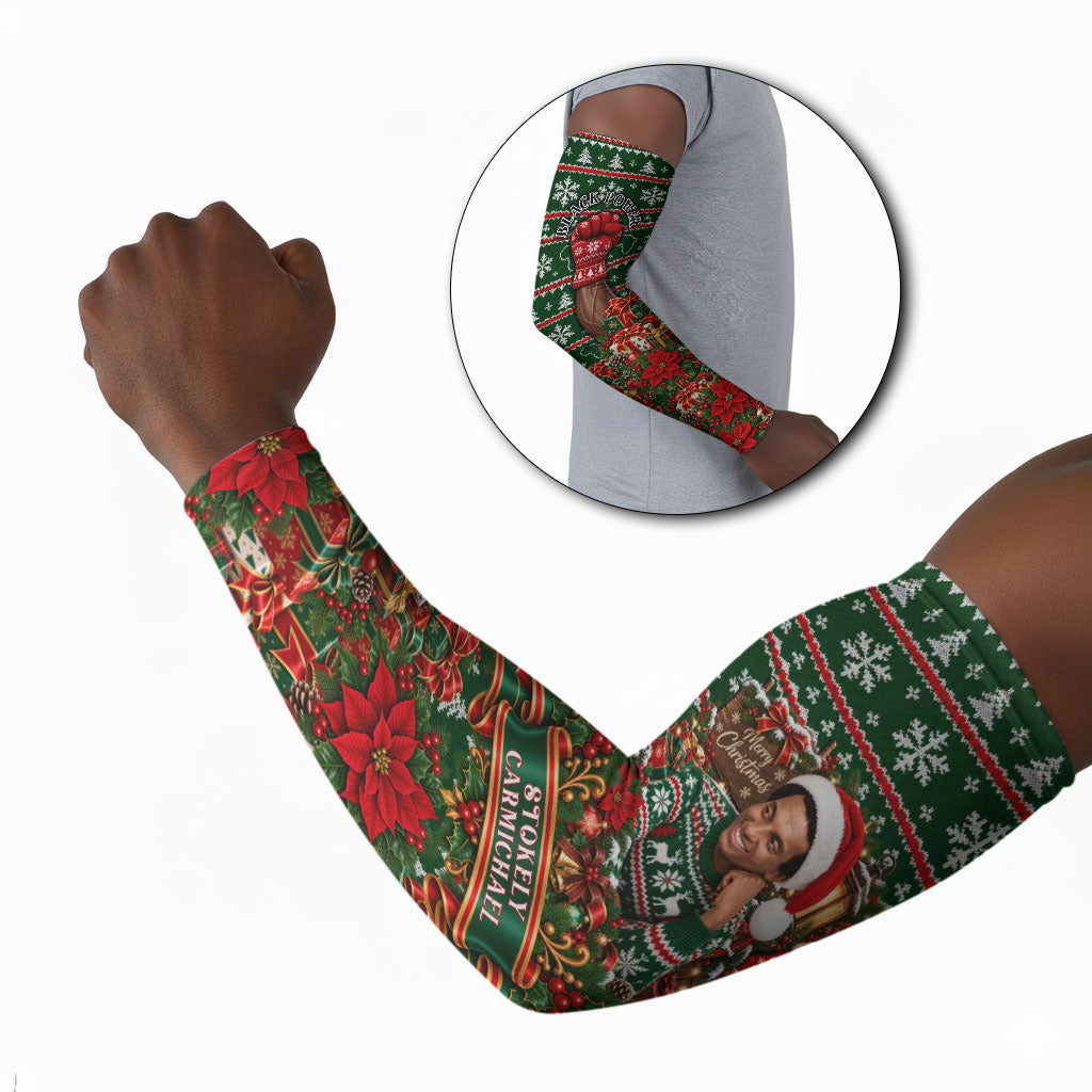 Stokely Carmichael Black Power Christmas Arm Sleeves Retro Ugly Christmas Pattern Civil Rights Leader Pan African