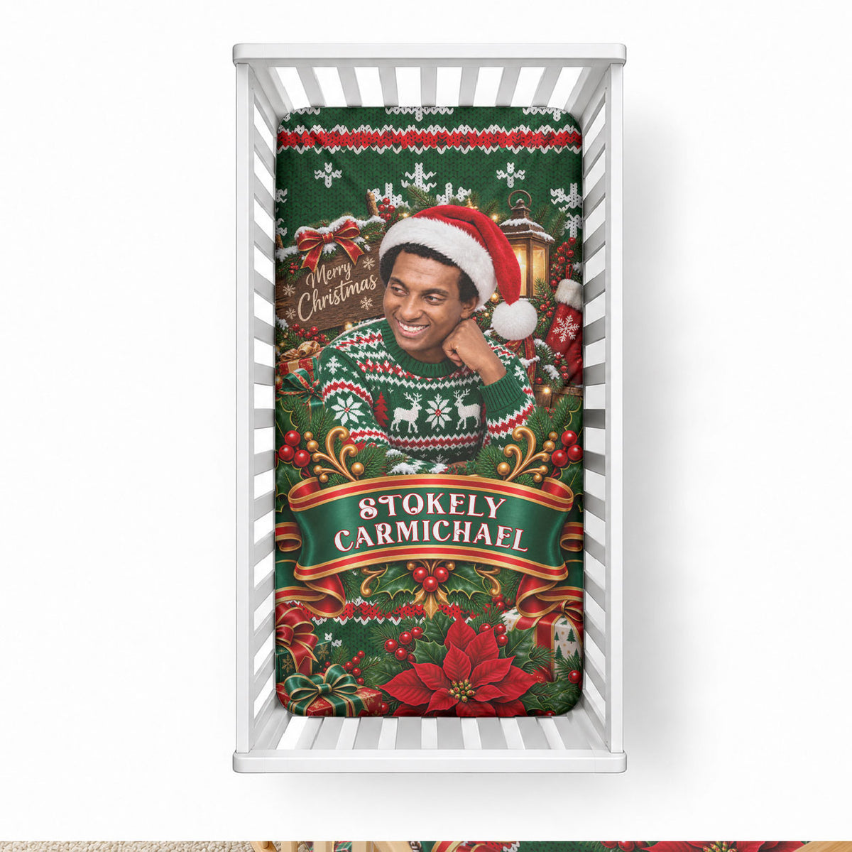 Stokely Carmichael Black Power Christmas Baby Bed Cover Retro Ugly Christmas Pattern Civil Rights Leader Pan African