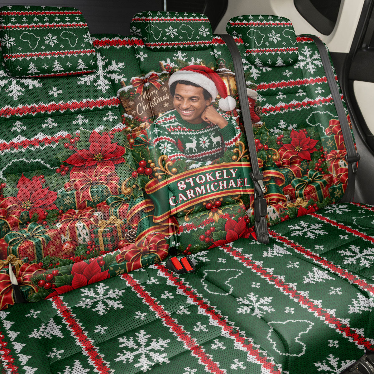 Stokely Carmichael Black Power Christmas Back Car Seat Cover Retro Ugly Christmas Pattern Civil Rights Leader Pan African