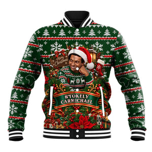 Stokely Carmichael Black Power Christmas Baseball Jacket Retro Ugly Christmas Pattern Civil Rights Leader Pan African