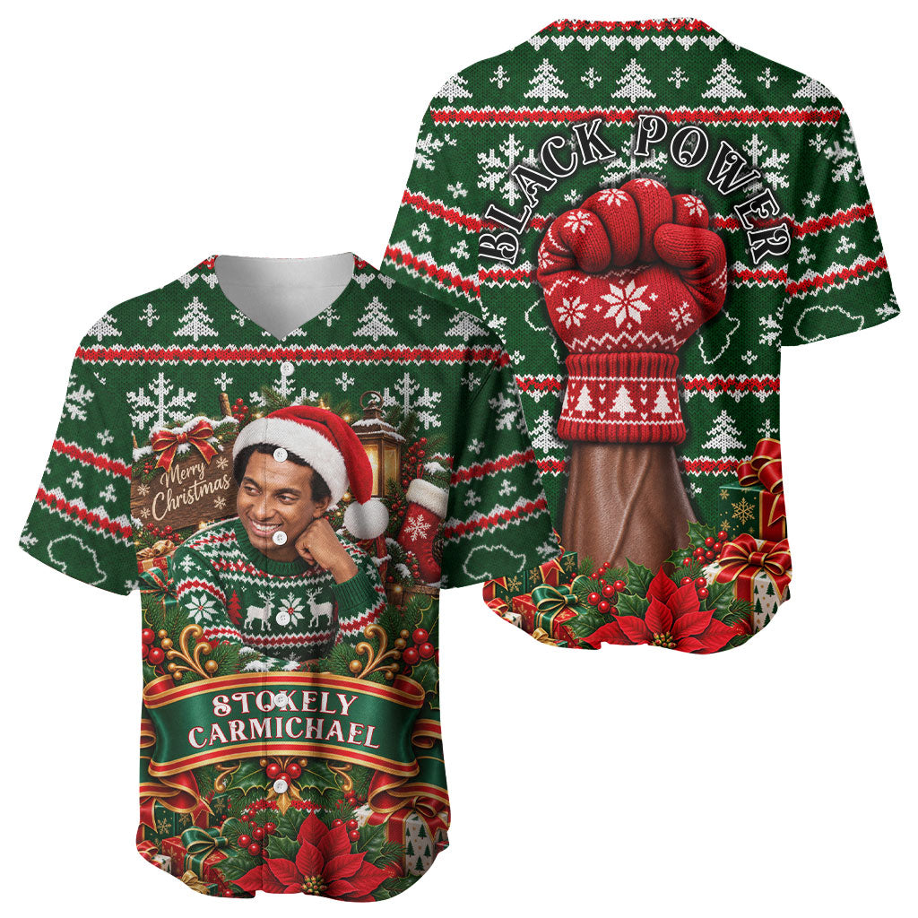 Stokely Carmichael Black Power Christmas Baseball Jersey Retro Ugly Christmas Pattern Civil Rights Leader Pan African