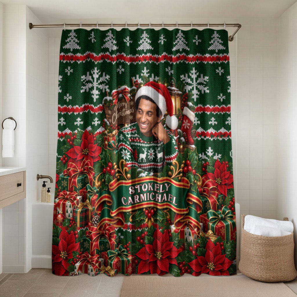 Stokely Carmichael Black Power Christmas Bathroom Set Retro Ugly Christmas Pattern Civil Rights Leader Pan African