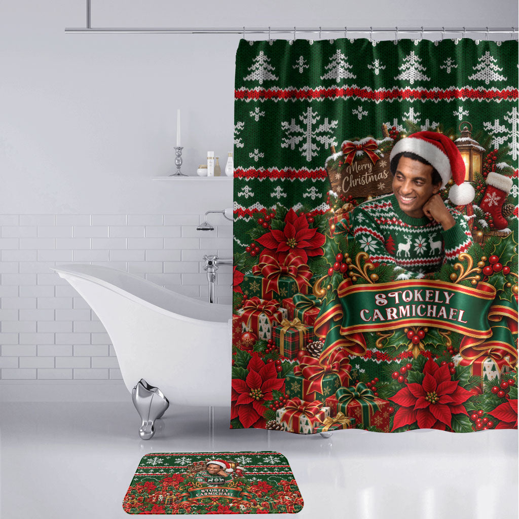 Stokely Carmichael Black Power Christmas Bathroom Set Retro Ugly Christmas Pattern Civil Rights Leader Pan African