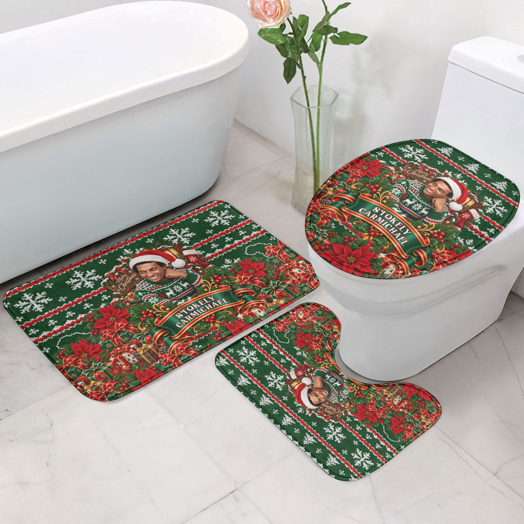Stokely Carmichael Black Power Christmas Bathroom Set Retro Ugly Christmas Pattern Civil Rights Leader Pan African