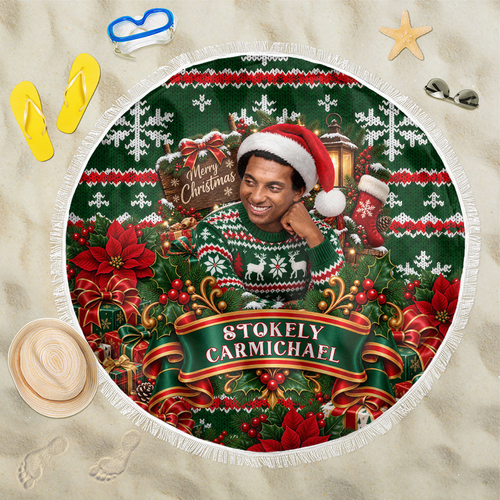 Stokely Carmichael Black Power Christmas Beach Blanket Retro Ugly Christmas Pattern Civil Rights Leader Pan African