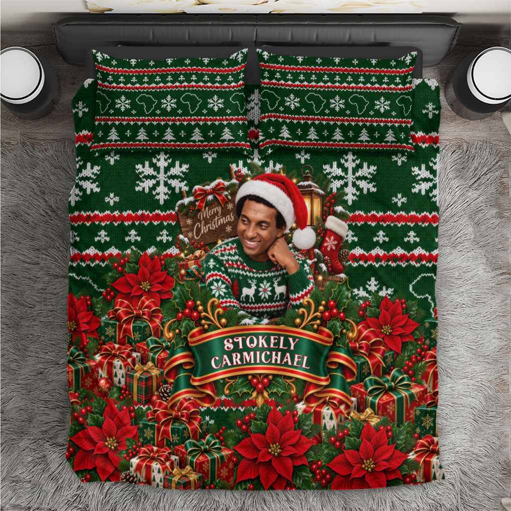 Stokely Carmichael Black Power Christmas Bedding Set Retro Ugly Christmas Pattern Civil Rights Leader Pan African