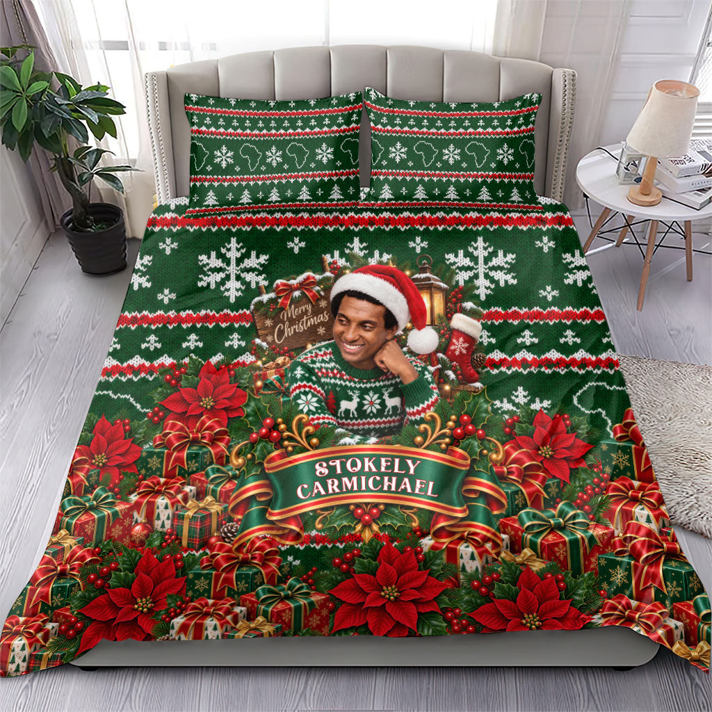 Stokely Carmichael Black Power Christmas Bedding Set Retro Ugly Christmas Pattern Civil Rights Leader Pan African