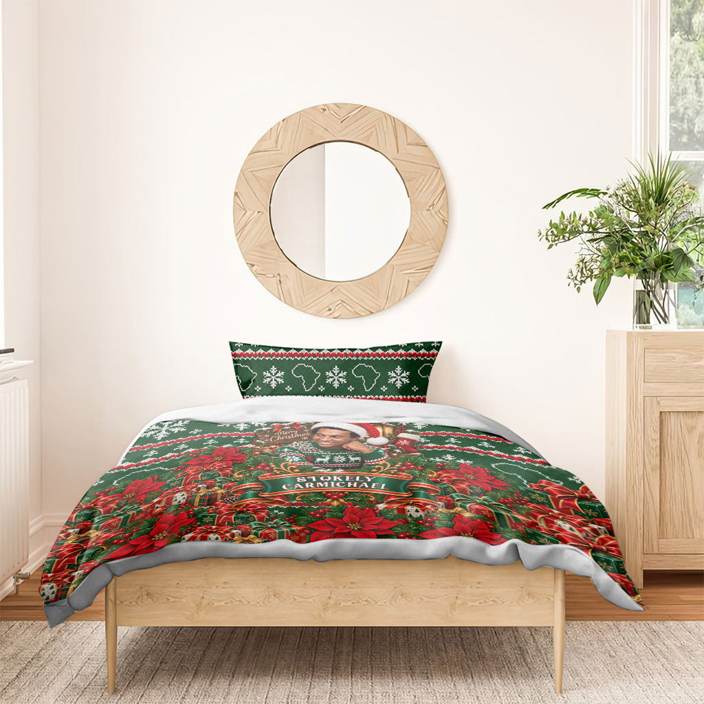 Stokely Carmichael Black Power Christmas Bedding Set Retro Ugly Christmas Pattern Civil Rights Leader Pan African