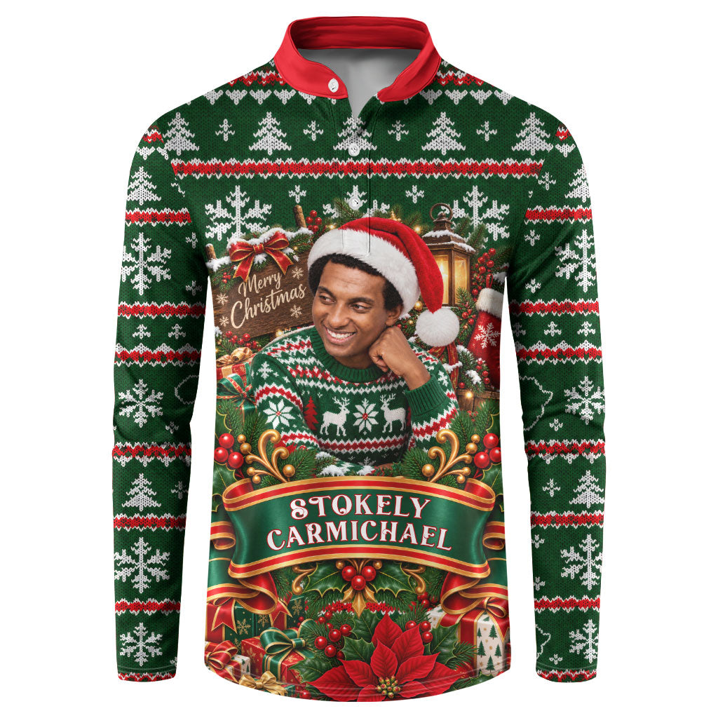 Stokely Carmichael Black Power Christmas Button Sweatshirt Retro Ugly Christmas Pattern Civil Rights Leader Pan African