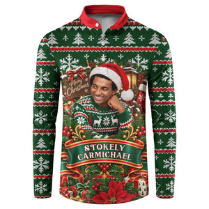 Stokely Carmichael Black Power Christmas Button Sweatshirt Retro Ugly Christmas Pattern Civil Rights Leader Pan African