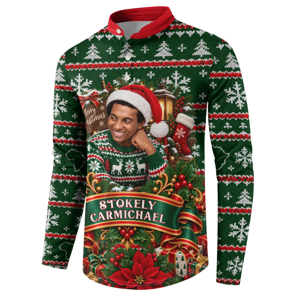 Stokely Carmichael Black Power Christmas Button Sweatshirt Retro Ugly Christmas Pattern Civil Rights Leader Pan African