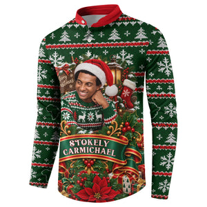 Stokely Carmichael Black Power Christmas Button Sweatshirt Retro Ugly Christmas Pattern Civil Rights Leader Pan African