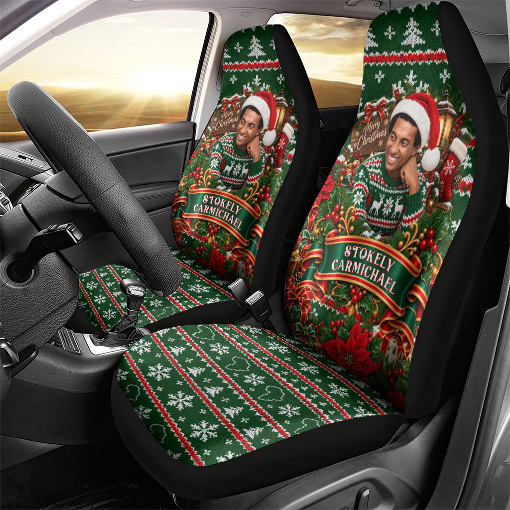 Stokely Carmichael Black Power Christmas Car Seat Cover Retro Ugly Christmas Pattern Civil Rights Leader Pan African