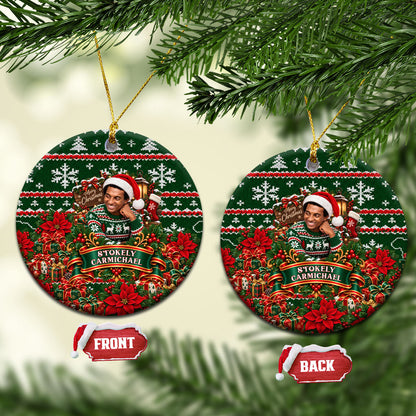 Stokely Carmichael Black Power Christmas Ceramic Ornament Retro Ugly Christmas Pattern Civil Rights Leader Pan African