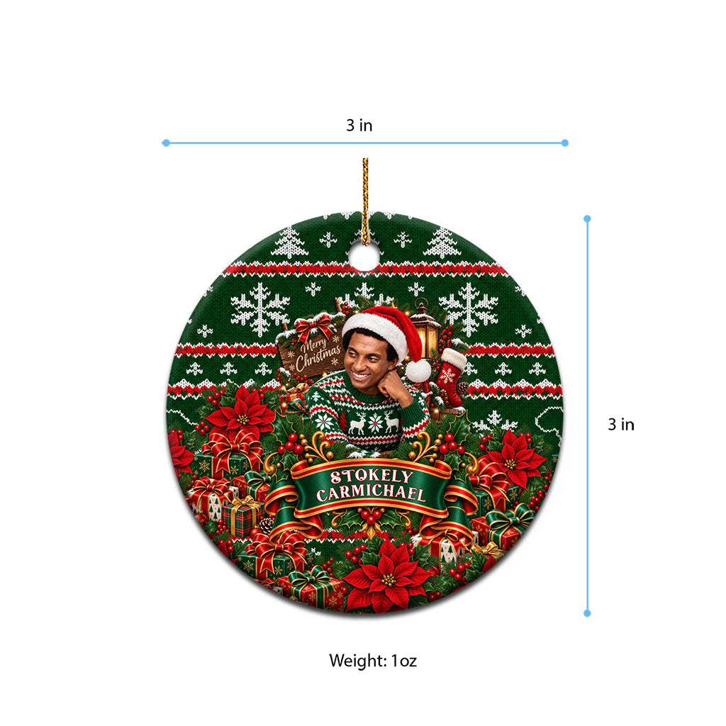 Stokely Carmichael Black Power Christmas Ceramic Ornament Retro Ugly Christmas Pattern Civil Rights Leader Pan African