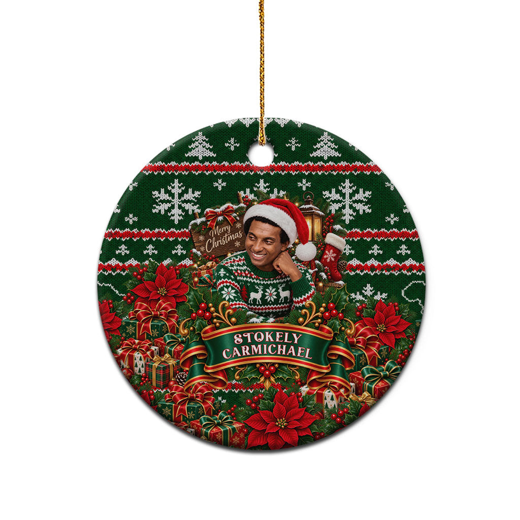 Stokely Carmichael Black Power Christmas Ceramic Ornament Retro Ugly Christmas Pattern Civil Rights Leader Pan African