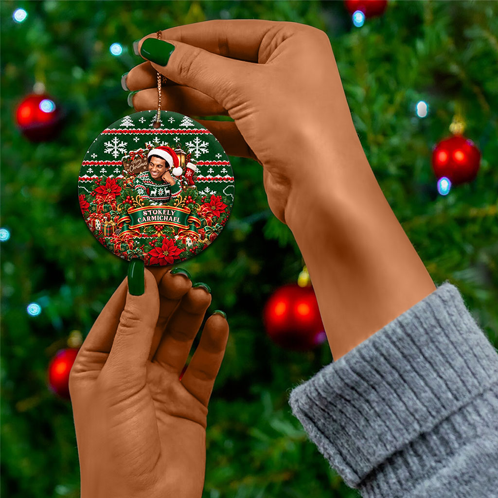 Stokely Carmichael Black Power Christmas Ceramic Ornament Retro Ugly Christmas Pattern Civil Rights Leader Pan African