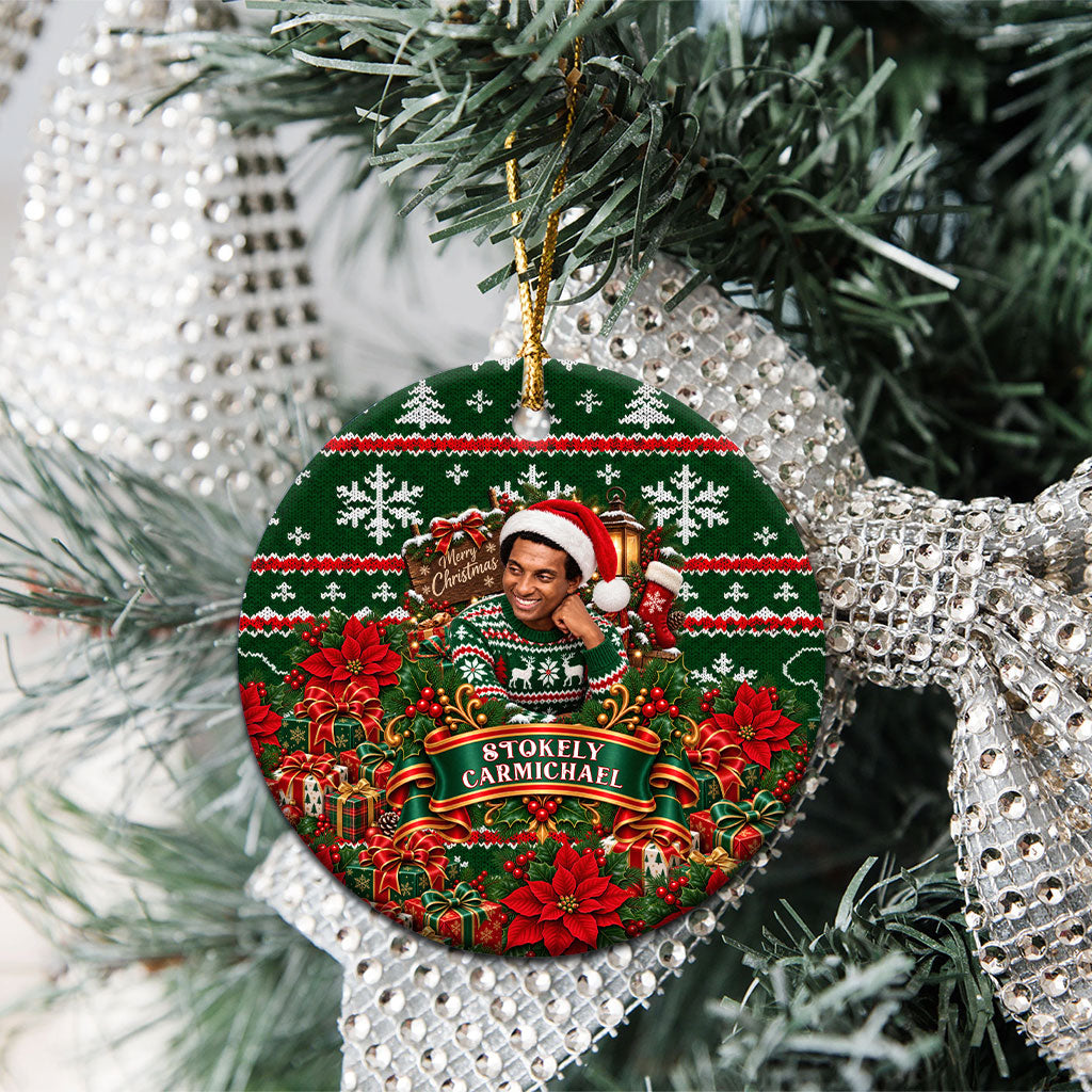 Stokely Carmichael Black Power Christmas Ceramic Ornament Retro Ugly Christmas Pattern Civil Rights Leader Pan African