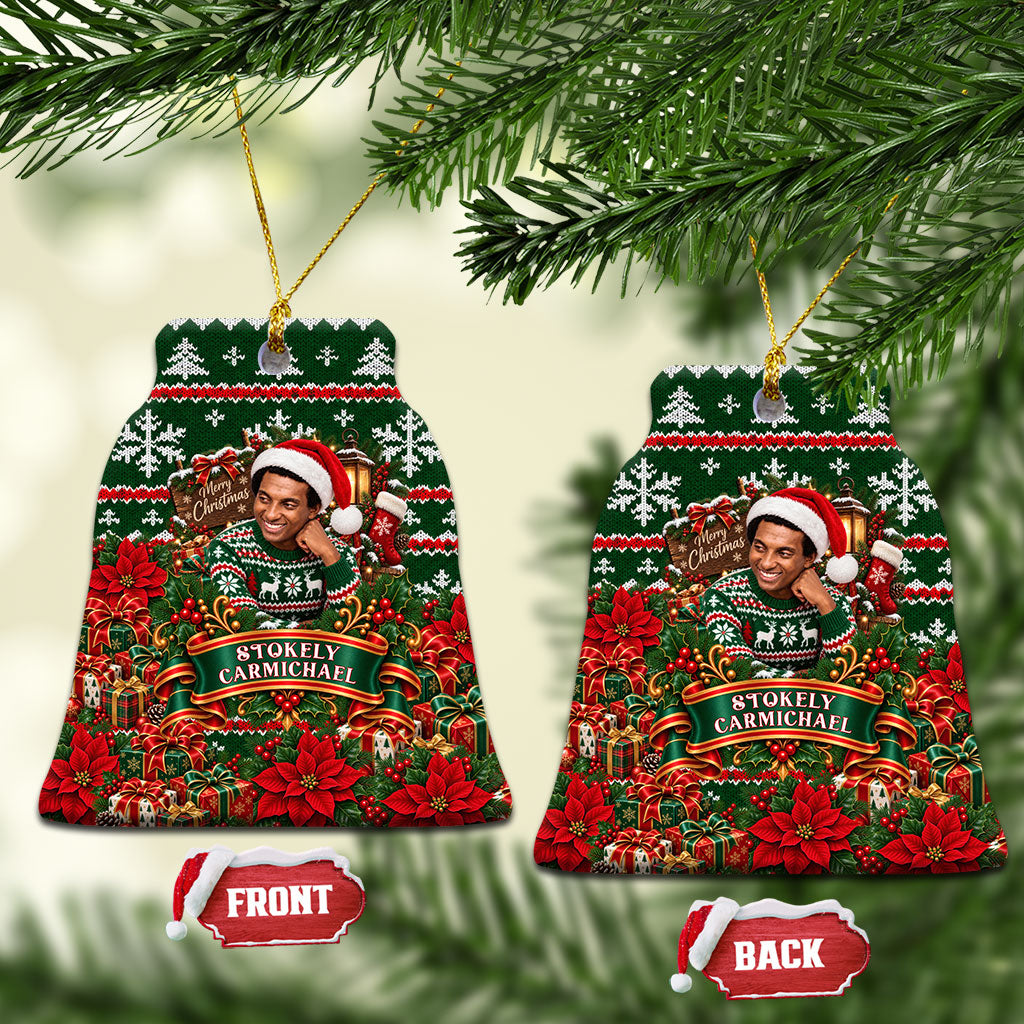 Stokely Carmichael Black Power Christmas Ceramic Ornament Retro Ugly Christmas Pattern Civil Rights Leader Pan African