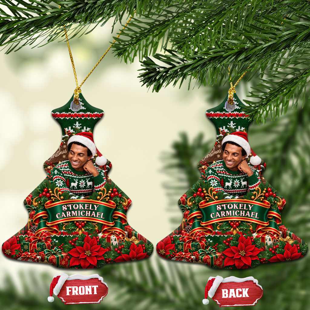 Stokely Carmichael Black Power Christmas Ceramic Ornament Retro Ugly Christmas Pattern Civil Rights Leader Pan African