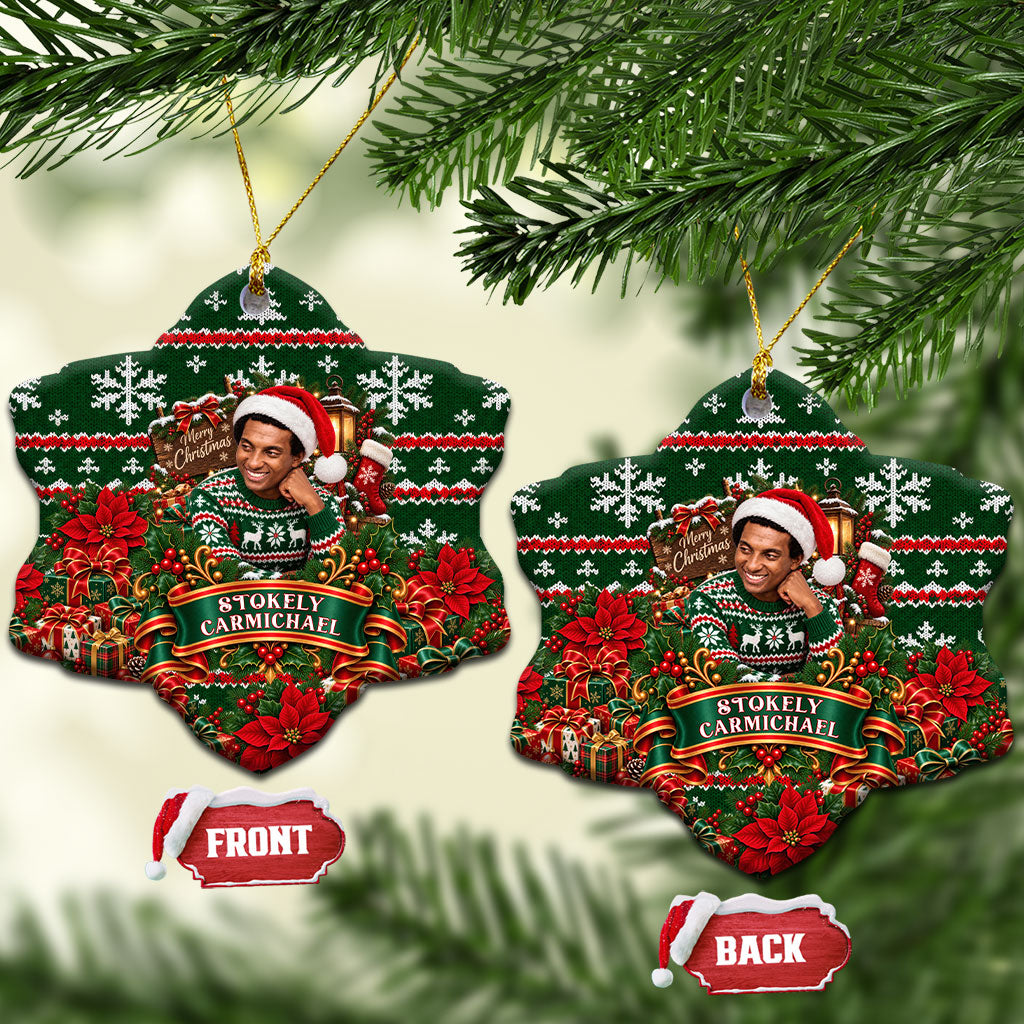 Stokely Carmichael Black Power Christmas Ceramic Ornament Retro Ugly Christmas Pattern Civil Rights Leader Pan African