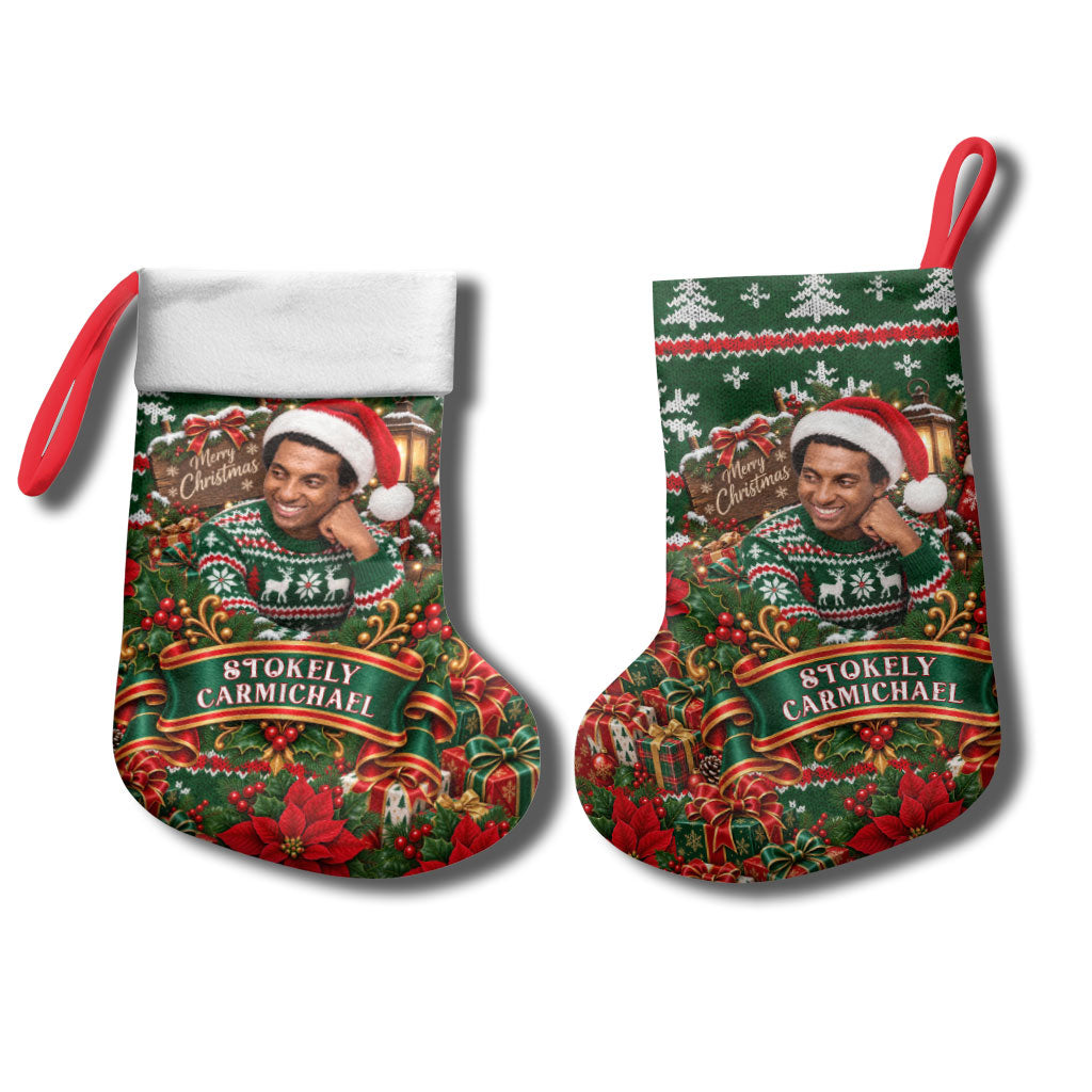 Stokely Carmichael Black Power Christmas Stocking Retro Ugly Christmas Pattern Civil Rights Leader Pan African