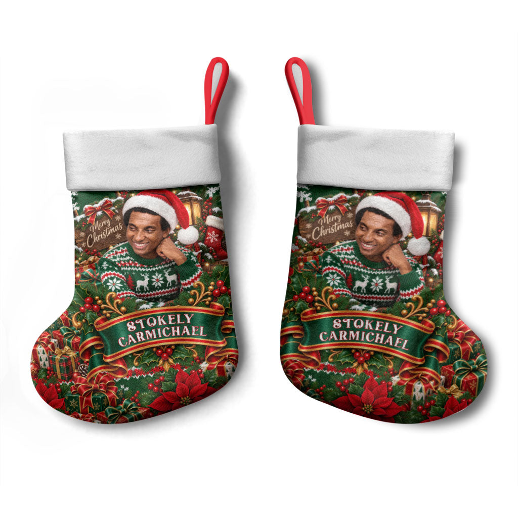 Stokely Carmichael Black Power Christmas Stocking Retro Ugly Christmas Pattern Civil Rights Leader Pan African