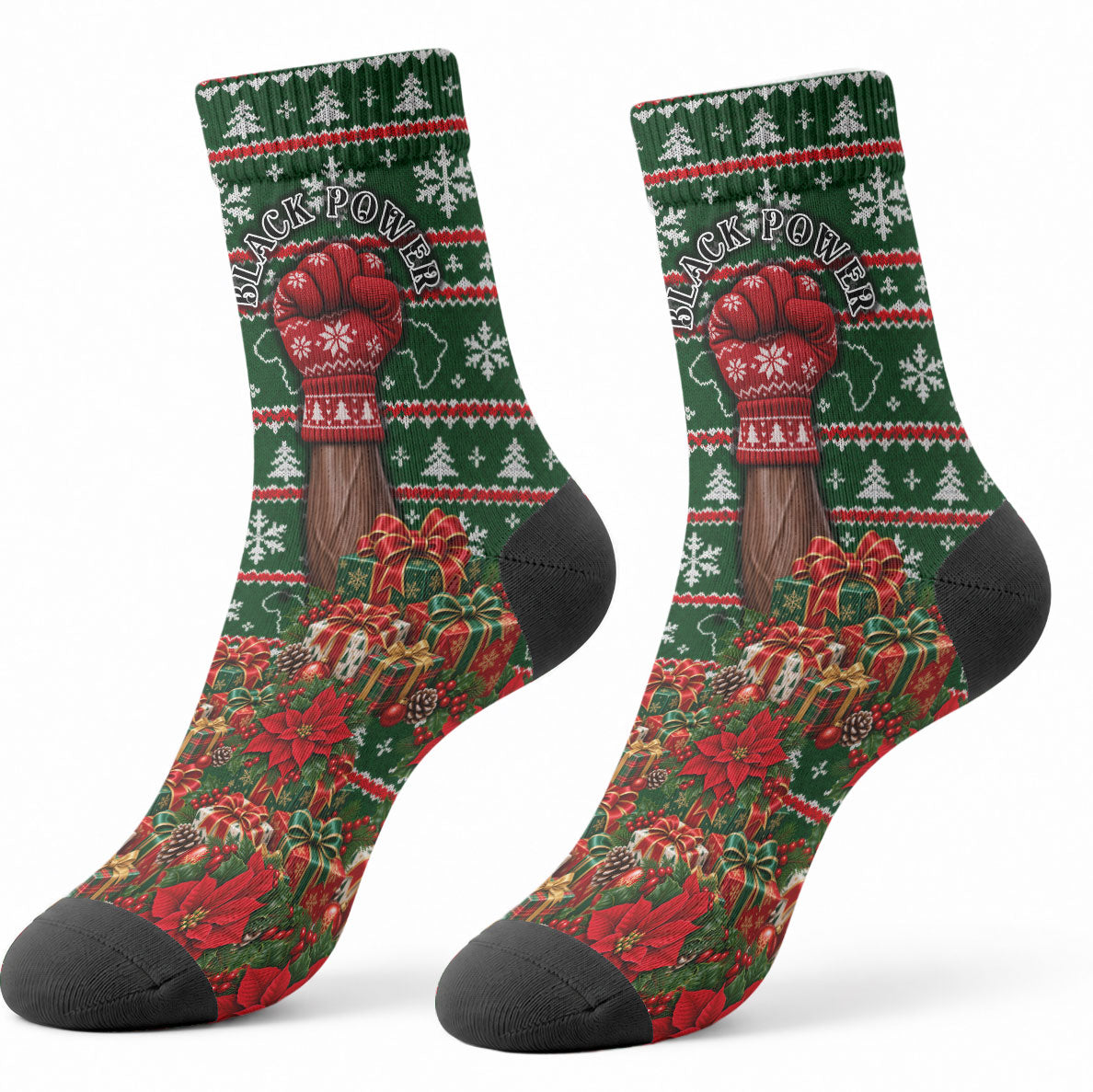 Stokely Carmichael Black Power Christmas Crew Socks Retro Ugly Christmas Pattern Civil Rights Leader Pan African