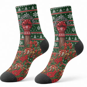 Stokely Carmichael Black Power Christmas Crew Socks Retro Ugly Christmas Pattern Civil Rights Leader Pan African