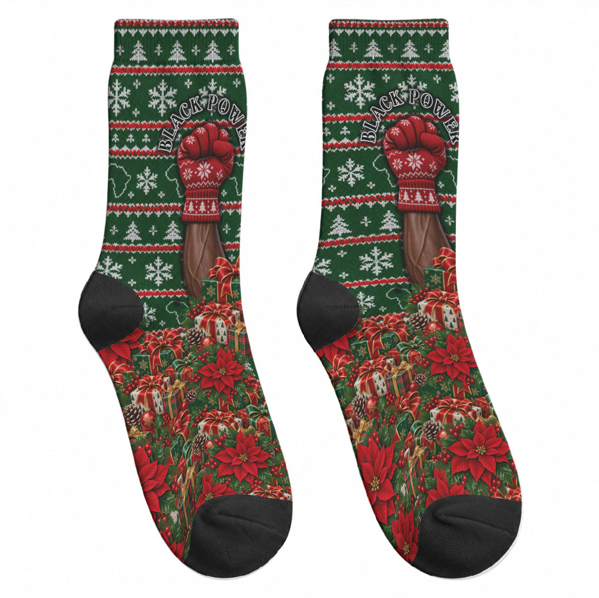Stokely Carmichael Black Power Christmas Crew Socks Retro Ugly Christmas Pattern Civil Rights Leader Pan African
