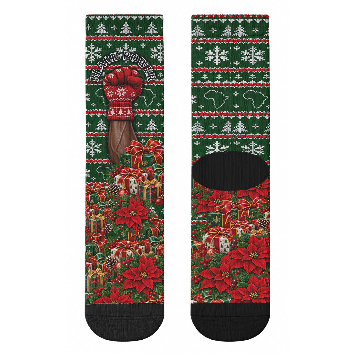 Stokely Carmichael Black Power Christmas Crew Socks Retro Ugly Christmas Pattern Civil Rights Leader Pan African
