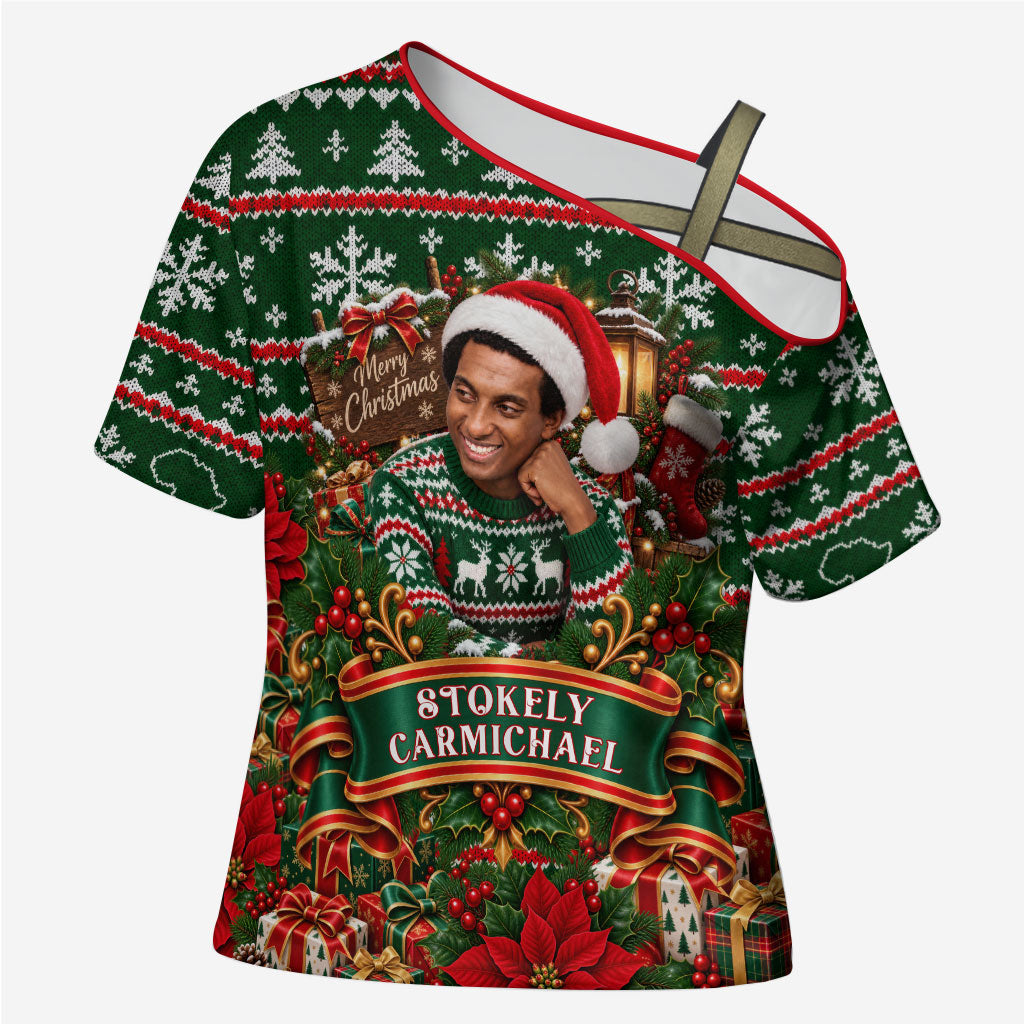 Stokely Carmichael Black Power Christmas Cross Shoulder Shirt Retro Ugly Christmas Pattern Civil Rights Leader Pan African
